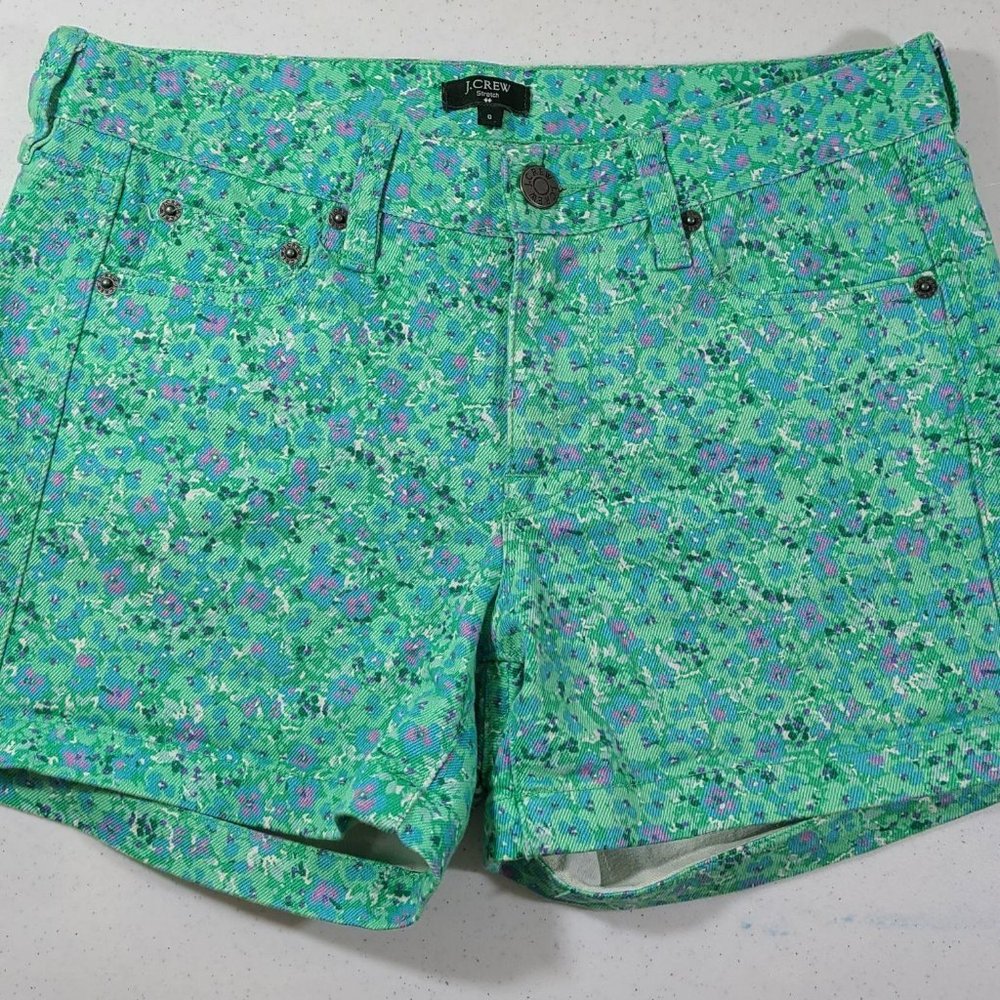 J Crew women's shorts Sz 0 Green purple